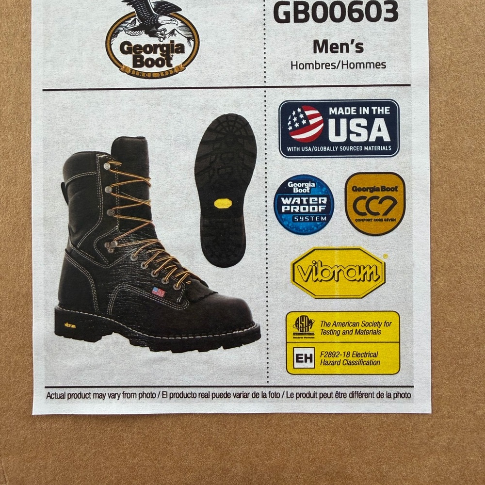Georgia Boot Men’s Black Work Boot - Waterproof, Vibram Sole